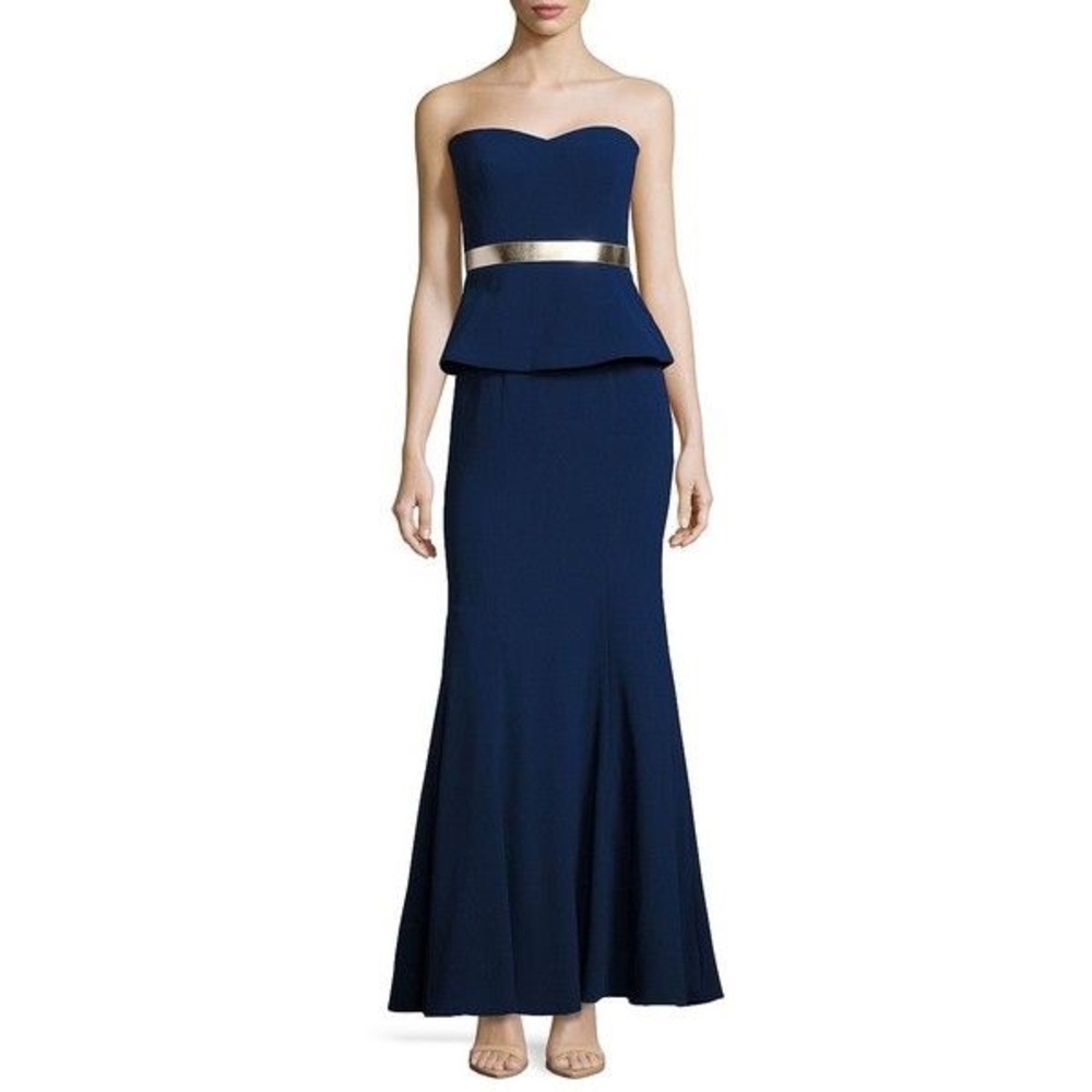 SALE Navy Peplum Gown Strapless Gown Aidan Mattox